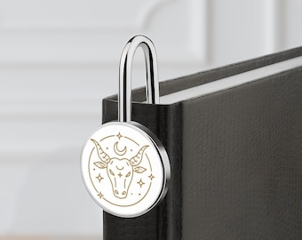 Birth Zodiac Metal Bookmark: Birthday Month Book Hook Tags, Long Steel Bookmarker, Bookmark with Photo Charm