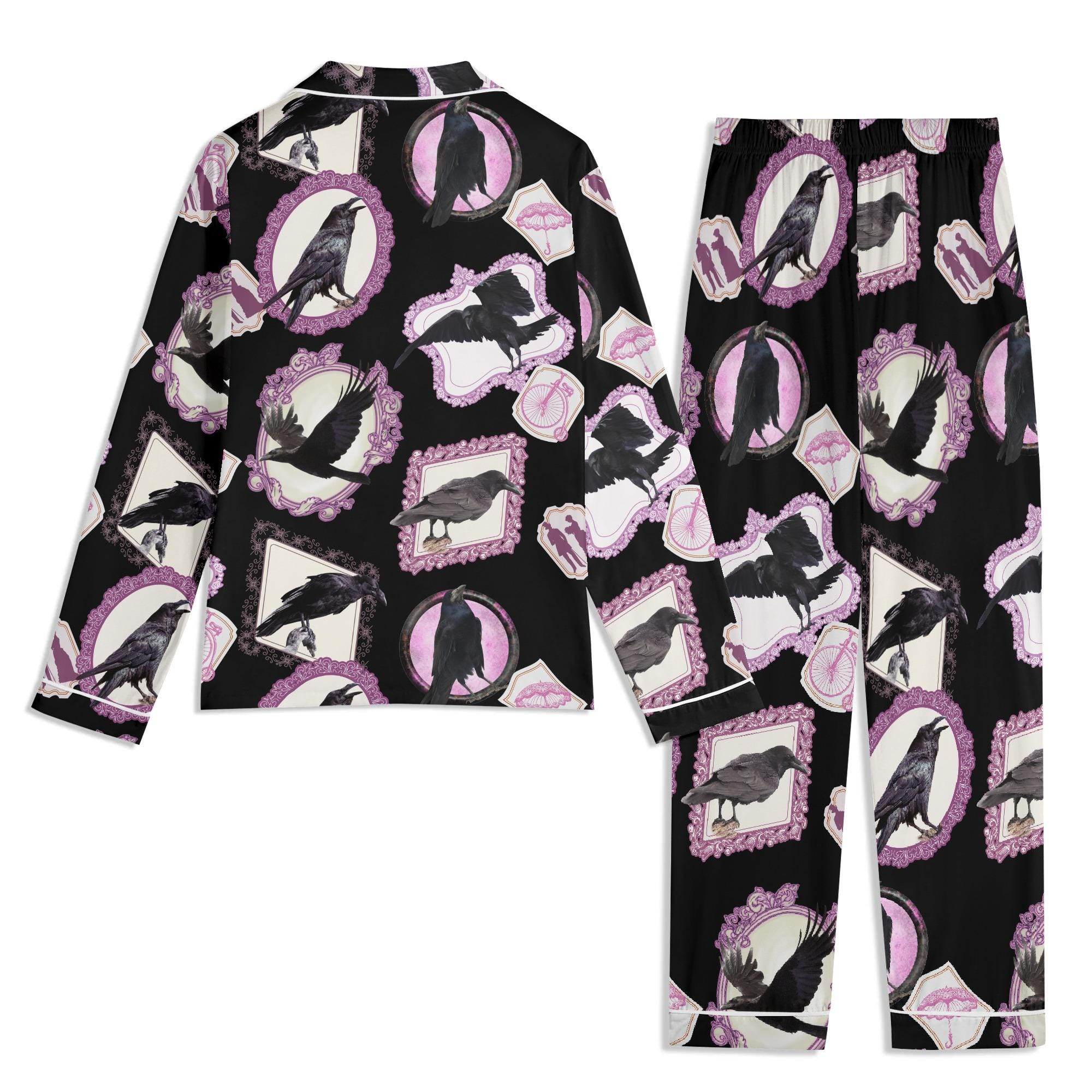 Gothic Pink Raven Pajama Sets | Raven in Victorian Frames Pyjamas ...
