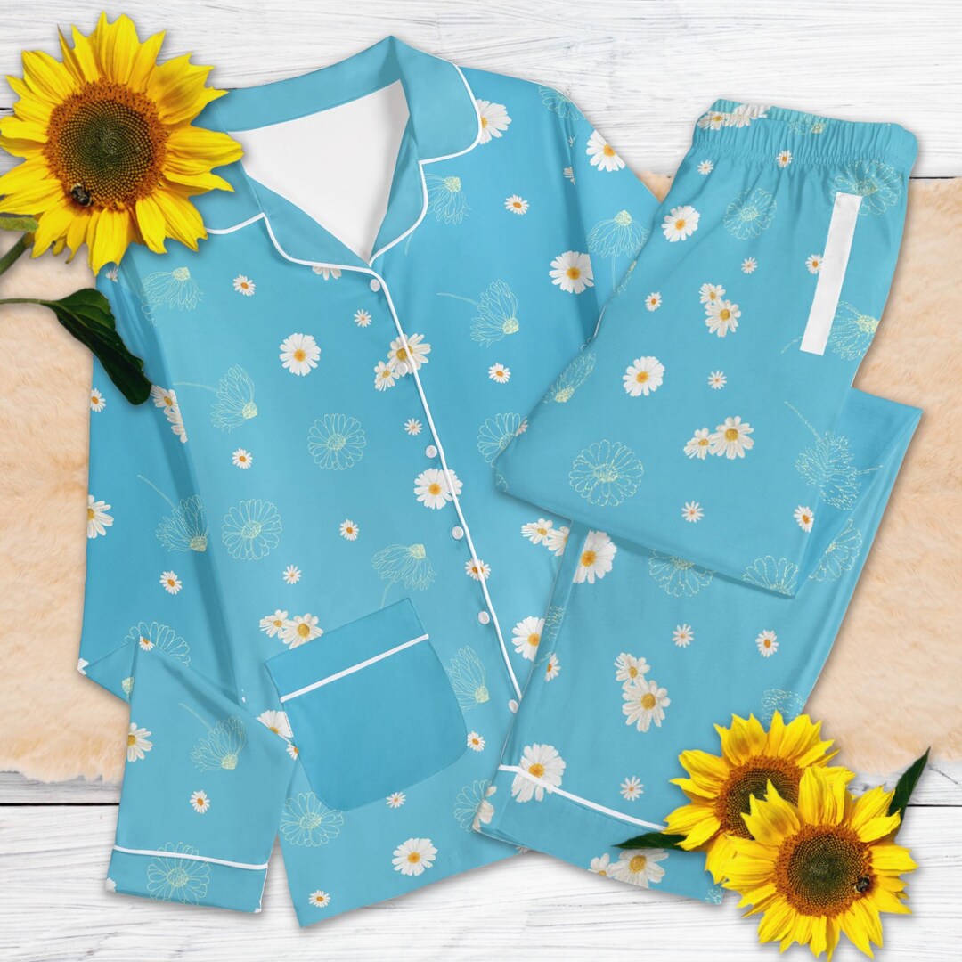 Women Summer Blue Artsy Flower Jacquard Gauze Pajamas Set main image 1