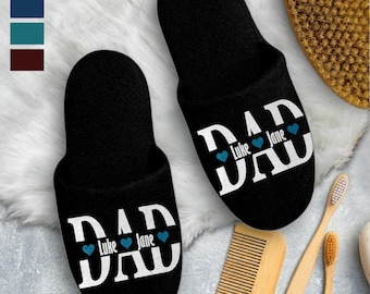 Pantoufles d'intérieur personnalisées pour hommes : chaussons à enfiler en coton, cadeau chaussons personnalisés pour papa, cadeau baby shower d'hôte