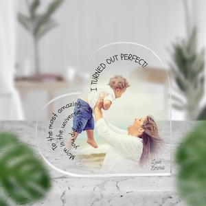 Gepersonaliseerde acrylplaat voor moeder: op maat gemaakt hartvormig bordje schoonmoeder