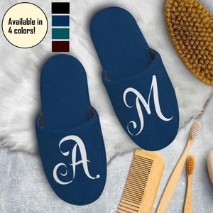 Pantuflas de interior personalizadas para hombre / Pantuflas de casa con iniciales monogramadas personalizadas, pantuflas de algodón suave, regalos para padre, padre soltero y padrastro.