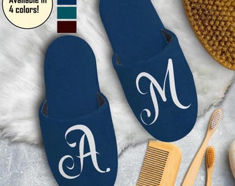 Pantufas masculinas personalizadas para uso interno: pantufas de pelúcia com monograma, pantufas de algodão macio.