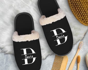 Personalized Monogram Indoor Slippers: Custom Name Closed-Toe Slipper, Home Shoes for Men & Women