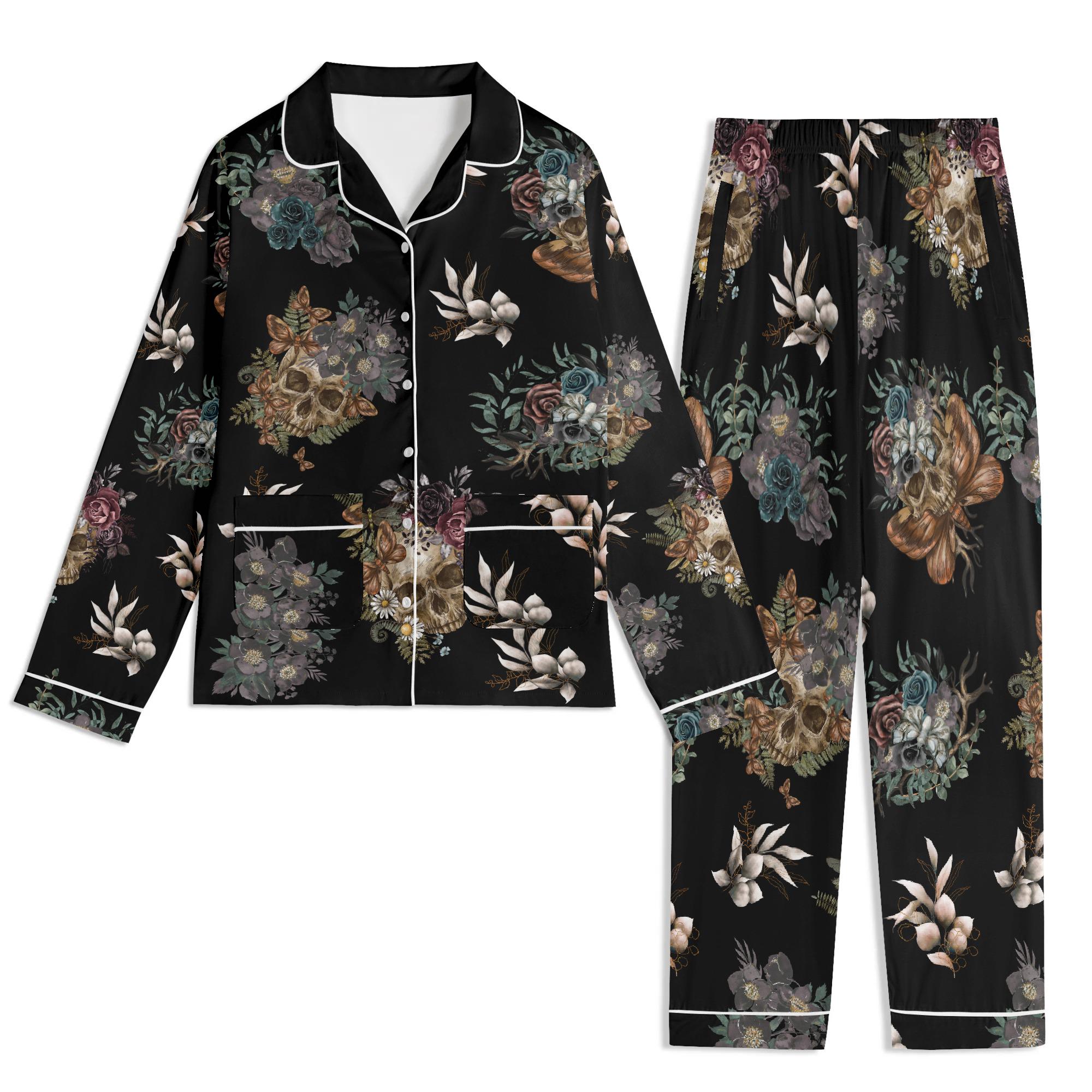 Skull Flowers Pajama Sets | Spooky Gothic Pyjamas, Whimsigoth Nightwear ...