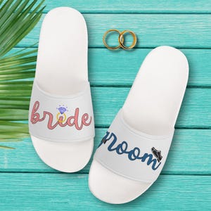Custom Bride Groom Slide Sandal | Bridesmaid Eva Slippers, Bachelorette Slip on Sandals, Wedding Flip Flop, Summer Sliders, Open-toe Sandals