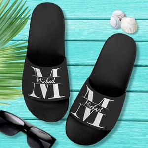 Personalized Men Eva Slide Sandals | Custom Father&#39;s Day Gift, Boyfriend Slippers, Present for Husband, Men Summer Slippers, Grandpa Slides