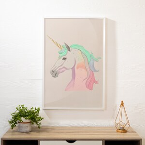 Personalized Rainbow Unicorn Wall Art, Personalized Rainbow Unicorn Art Print Rainbow Unicorn Nursery Nursery Wall Decor