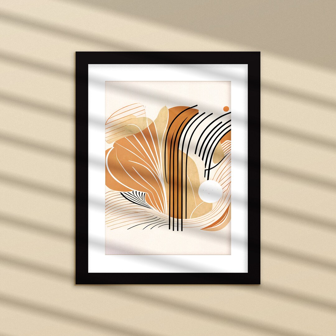 Boho Wall Art, Shapes and Lines Printable Wall Art, Digital Prints, Mid