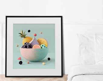 Fruit Bowl Ai Art Printable Wall Art Digital Download Wall Decor Home Decor Minimalist Wall Decor