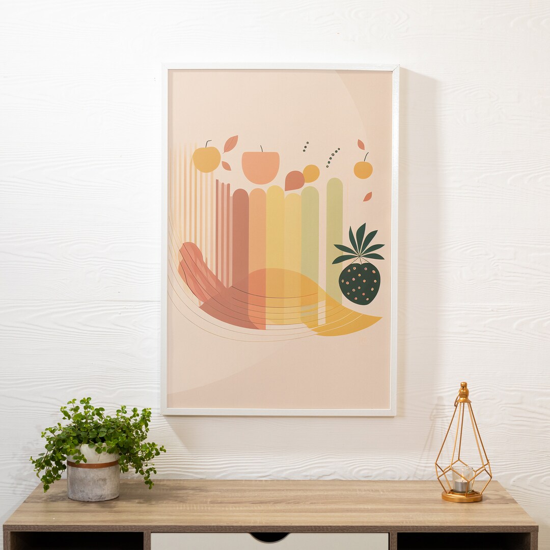 Kitchen Boho Art, Printable Boho Art, Kitchen Wall Decor, Fruit Pastel ...