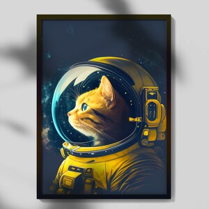 Astronaut Cat Print, AI Art Printable Art, Wall Decor, Instant Download, Digital Art