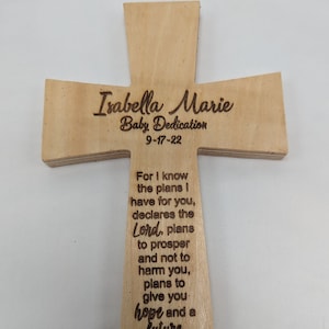 8&quot; Personalized Engraved Cross Scalloped Easter Baptism Confirmation Birth Wedding Baby Dedication First Communion Christening Gift Keepsake