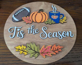DIY Fall Welcome Sign Craft Kit wooden paint your own custom create front door decor rustic wood blank football pumpkin spice coffee Autumn