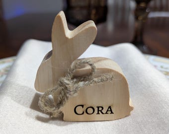 Easter Bunny Personalized Wooden Decoration Engraved Custom Home Decor Tiered Tray Basket Filler Holiday Shelf Sitter Dinner Table Name Card