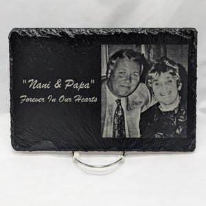 Slate Memorial Plaque Personalized Photo Keepsake Engraved Sympathy Gift Plate In Loving Memory Garden
