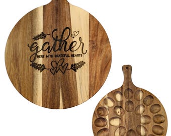 Deviled egg & charcuterie tray double sided multi-use engraved cheese board cutting board Wedding Gift Mother's Day gift Housewarming Gift