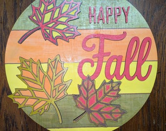 DIY Happy Fall Leaf Welcome Sign Craft Kit wooden paint your own custom create front door decor Autumn wood blank unfinished