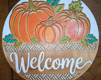 DIY Pumpkin Welcome Sign Craft Kit wooden paint your own custom create front door decor rustic farmhouse country wood blank