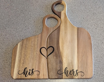 Nesting Engraved Cutting Boards 2-Piece Set Couples Cheese Tray Wedding Gift Birthday Mother's Day Valentine's Custom Board Charcuterie