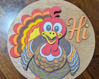 DIY Turkey Welcome Sign Craft Kit wooden paint your own custom create front door decor rustic wood blank Fall Autumn Thanksgiving
