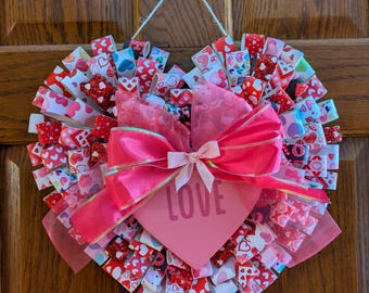 Valentine's Day Wreath Welcome Sign Front Door Decor Heart-Shaped Holiday Hanger