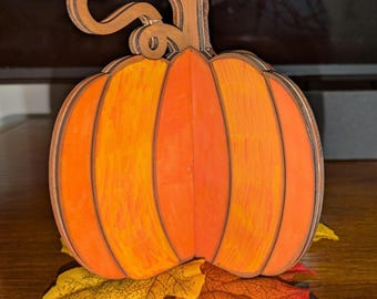 DIY 3D pumpkin Thanksgiving craft kit precision laser cut self standing home decor shelf sitter craft night fall paint your own