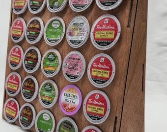 K-cup holder, Coffee pod display, laser cut, stained and sealed, holds 25 pods
