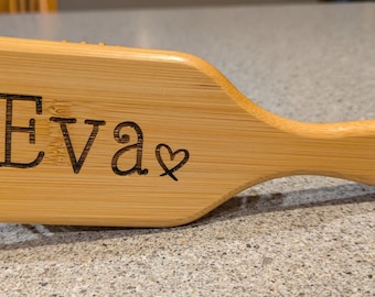 Engraved Bamboo Hairbrush Personalized Wide Paddle