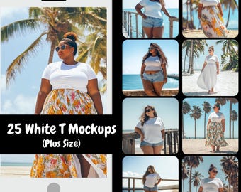 Paquete de maquetas de camisetas de talla grande / 25 PNG de verano (descarga digital)