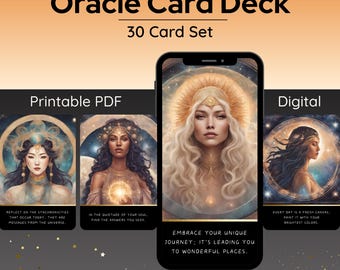 Oracle Card Deck: 30-Cards Set for Self-Guidance (Digital Download)