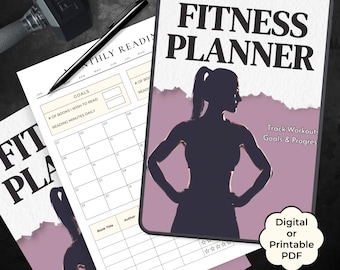 Fitness Planner Printable | Workout Tracker | Wellness Journal PDF | 43 Pages (Digital Download)