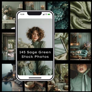 145 Sage Green Stock Photos for Social Media | Aesthetic Canva Bundle | Digital Download for Branding, Marketing, Pinterest & Instagram
