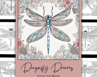Dragonfly Coloring Book: Floral Insect Art, 24 Printable Pages (PDF Download)
