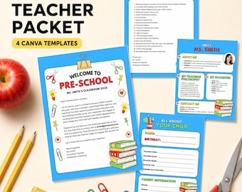 Editable Meet the Teacher Canva Template | 4-Page Back-to-School Packet (Digital Download)