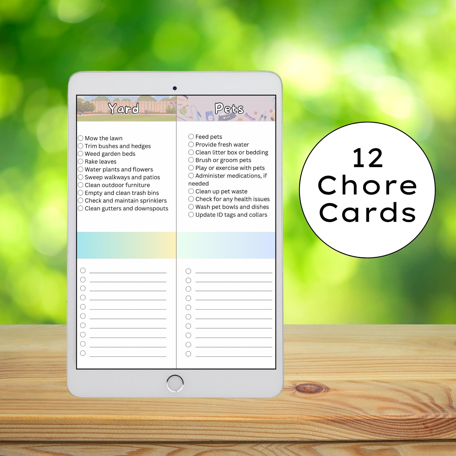 Printable Chore Cards for Kids & Adults: Household Task Organizer (PDF ...