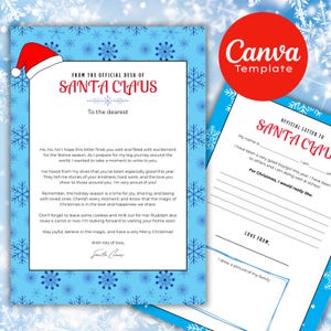 Letter from Santa | Christmas Letter Template |  Editable Santa Letter | Printable North Pole Note | Children&#39;s Holiday Wishes | PDF