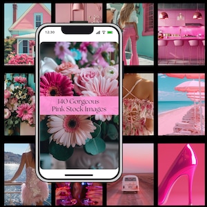 140 roze stockfoto&#39;s | Esthetische foto&#39;s voor sociale media, marketing, rollen, blog en merkcontent | Canva-sjabloon direct digitaal downloaden