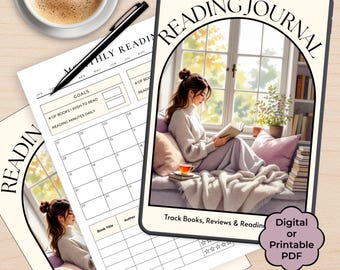 Lese Journal Printable | Buch-Tracker, Bewertungen, Ziele (Digital PDF)