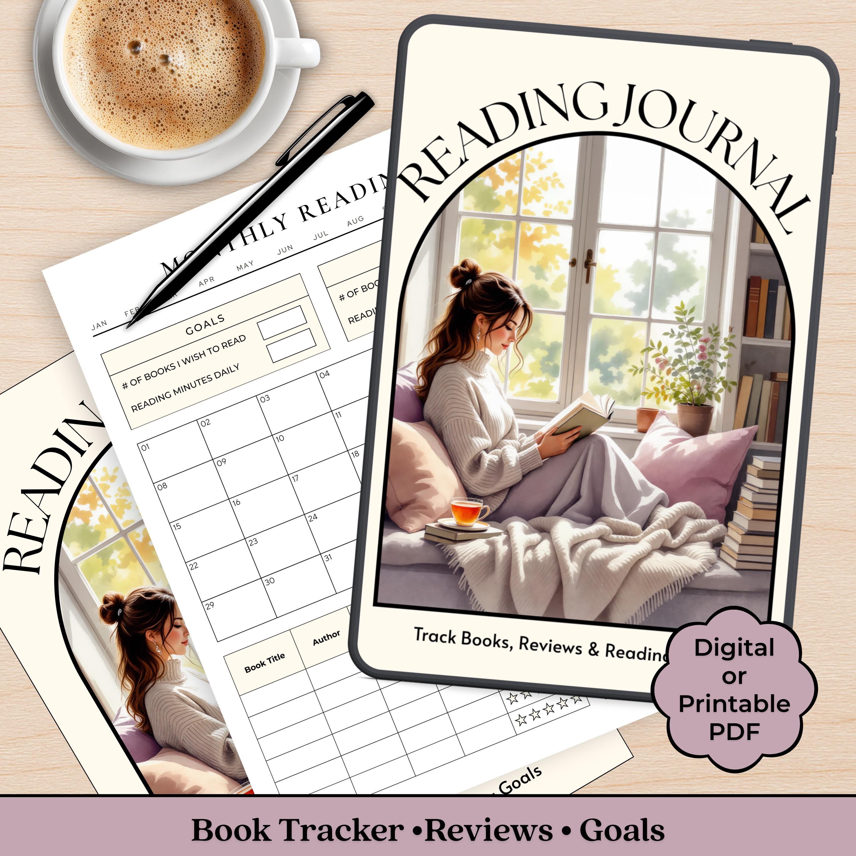 Reading Journal Printable | Book Tracker, Reviews, Goals (digital PDF ...