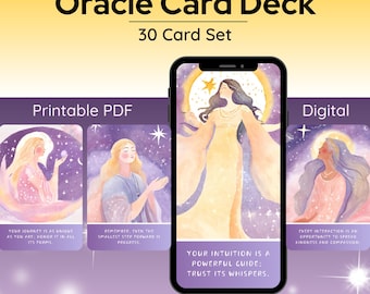 Digitale Orakelkarten | 30 Ausdruckbare Affirmation für Achtsamkeit und Selbstliebe