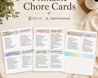 Schede per le faccende domestiche stampabili per bambini e adulti / Organizzatore di compiti domestici in PDF