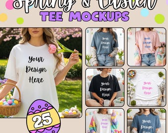 Paquete de maquetas de camisetas de Pascua de primavera / 25 maquetas de camisetas en tonos pastel (descarga digital)
