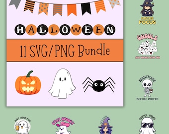 Halloween Clipart SVG Bundle | Ghost, Witch, Pumpkin (Digital Download