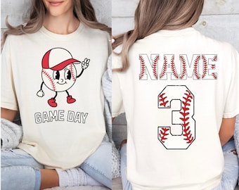 Personalized Baseball T-shirt for Mom, Custom Retro Baseball Shirt for Mama, Baseball Family Apparel, Baseball Funny Shirt, Mom/Dad Jersey