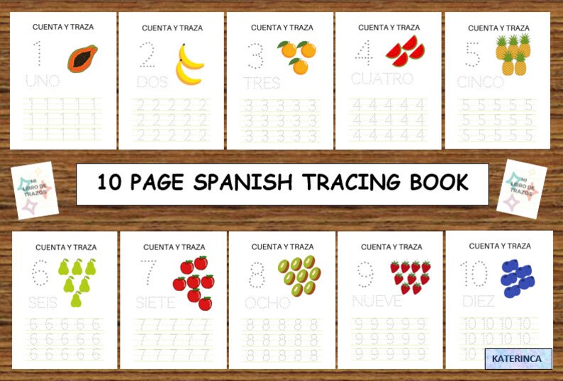 Spanish Printable Tracing Worksheet for Kids Count Trace Number Tracing