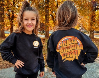 Custom Softball Kid Sweatshirt, Personalized Softball Kid Shirt, Child Softball Top, Daughter Softball Apparel, Chic Softball Tee