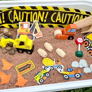 Construction Sensory Bin Kit Montessori Play Kit Sensory Filler Taste Safe Toddler Kids Sensory Bins Tractors Toddler Gift