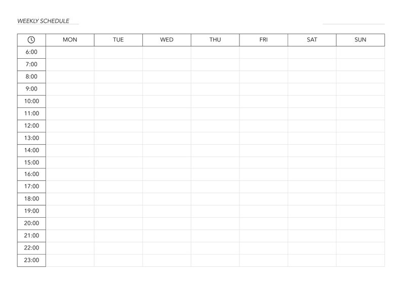 Weekly Schedule, Digital Print, PDF, Weekly Planner - Etsy