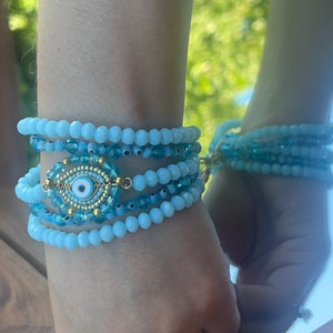 Turkish eye bracelet. Evil Eye Bracelet | Mal de Ojo| Malfortune Repellent | Protection Symbol |Blue Turkish Beads